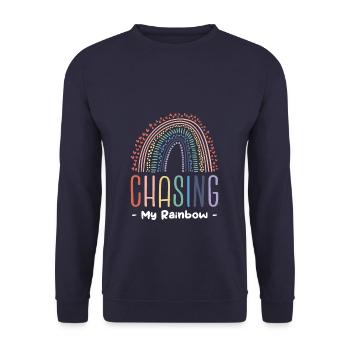 Chasing My Rainbow IVF Transfer Day Infertility - Unisex Sweatshirt - navy - Front - Alina (178cm) & Michal (187cm)