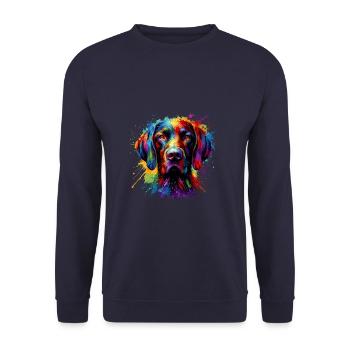 Splash Art coloré allemand chien d’arrêt à poil court - Sweat-shirt Unisexe - marine - Devant - Alina (178cm) & Michal (187cm)