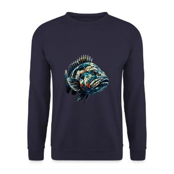 Polygone Art mérou poisson bar - Sweat-shirt Unisexe - marine - Devant - Alina (178cm) & Michal (187cm)