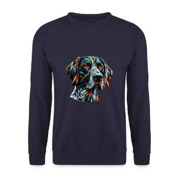 Polygon Art Deutsch Kurzhaar Vorstehhund GSP - Unisex Pullover - Navy - Vorne - Alina (178cm) & Michal (187cm)