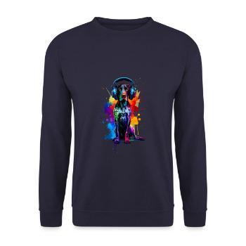 Splash Art casque Pointeur Allemand à poil court - Sweat-shirt Unisexe - marine - Devant - Alina (178cm) & Michal (187cm)
