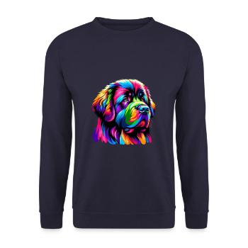 Colorful Pop Art Newfoundland Dog Newfie - Unisex Sweatshirt - navy - Front - Alina (178cm) & Michal (187cm)
