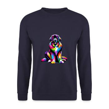 Coloré Pop Art Terre-Neuve chien Newfie - Sweat-shirt Unisexe - marine - Devant - Alina (178cm) & Michal (187cm)