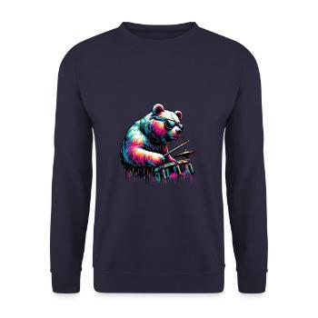 Splash Art Bear Jouer de la batterie tambour batteur - Sweat-shirt Unisexe - marine - Devant - Alina (178cm) & Michal (187cm)