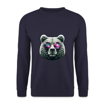 Grizzly Bear Sunglasses Galaxy Bears - Unisex Sweatshirt - navy - Front - Alina (178cm) & Michal (187cm)
