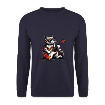 Cat Playing Guitar Player Cats Guitarist - Unisex Sweatshirt - navy - Front - Alina (178cm) & Michal (187cm)