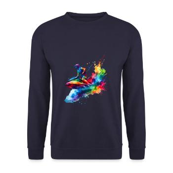 Bunte Splash Art Jetski Jetski Jetskier - Unisex Pullover - Navy - Vorne - Alina (178cm) & Michal (187cm)