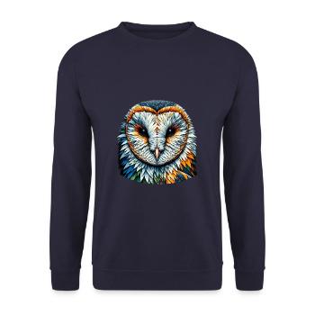 Polygon Art Barn Owl Owls - Unisex Sweatshirt - navy - Front - Alina (178cm) & Michal (187cm)