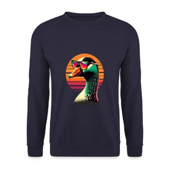 Colorful Pop Art Goose Geese - Unisex Sweatshirt - navy - Front - Alina (178cm) & Michal (187cm)