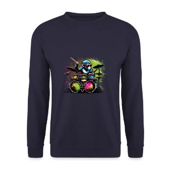 Monkey Playing Drums Drum Drummer Drumming - Unisex Sweatshirt - navy - Front - Alina (178cm) & Michal (187cm)