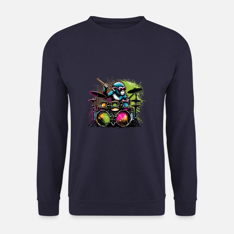 Affe spielt Schlagzeug - Unisex Pullover - Navy