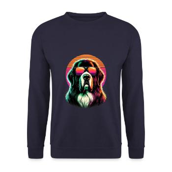 Retro Sunset Sunglasses Newfoundland Dog Newfie - Unisex Sweatshirt - navy - Front - Alina (178cm) & Michal (187cm)