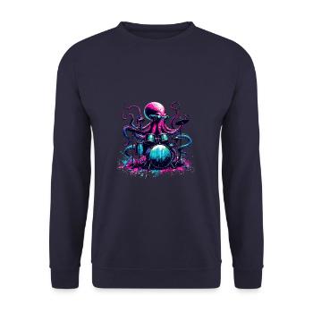 Oktopus Schlagzeug spielen Schlagzeug - Unisex Pullover - Navy - Vorne - Alina (178cm) & Michal (187cm)