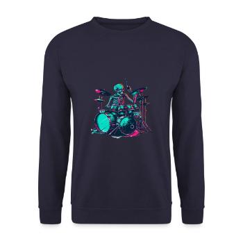 Skelett Schlagzeug spielen Schlagzeug Schlagzeuger Schlagzeuger Schlagzeug - Unisex Pullover - Navy - Vorne - Alina (178cm) & Michal (187cm)