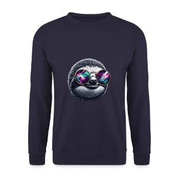 Sloth Bear Sunglasses Galaxy Bears - Unisex Sweatshirt - navy - Front - Alina (178cm) & Michal (187cm)