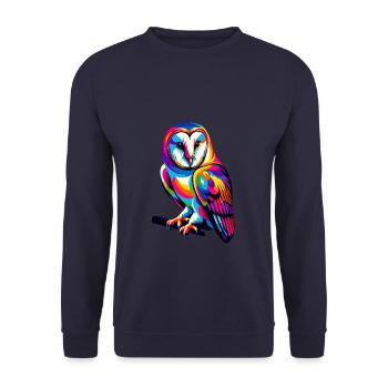 Colorful Pop Art Barn Owl Owls - Unisex Sweatshirt - navy - Front - Alina (178cm) & Michal (187cm)