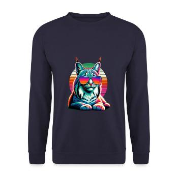 Retro Sunset Sunglasses Bobcat Lynx Bobcats - Unisex Sweatshirt - navy - Front - Alina (178cm) & Michal (187cm)