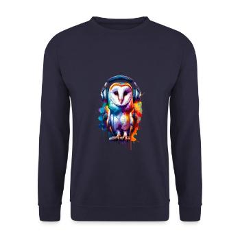 Colorful Splash Art Barn Owl Owls - Unisex Sweatshirt - navy - Front - Alina (178cm) & Michal (187cm)