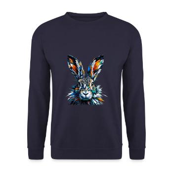Polygon Art Jackrabbit Jackrabbits - Unisex Sweatshirt - navy - Front - Alina (178cm) & Michal (187cm)