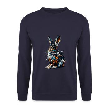 Polygon Art Jackrabbit Jackrabbits - Unisex Sweatshirt - navy - Front - Alina (178cm) & Michal (187cm)