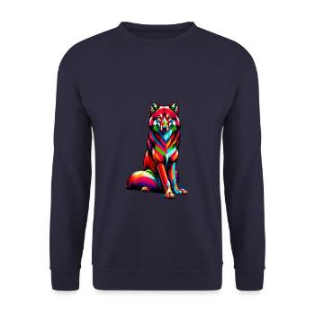 Colorful Pop Art Red Wolf Lover Wolves - Unisex Sweatshirt - navy - Front - Alina (178cm) & Michal (187cm)