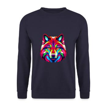 Colorful Pop Art Red Wolf Lover Wolves - Unisex Sweatshirt - navy - Front - Alina (178cm) & Michal (187cm)