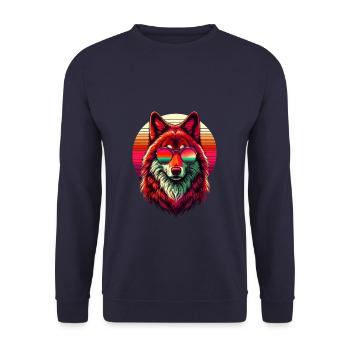 Retro Sunset Sunglasses Red Wolf Wolves - Unisex Sweatshirt - navy - Front - Alina (178cm) & Michal (187cm)