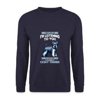 I Might Look Like I'm Listening To You Cesky - Unisex Sweatshirt - navy - Front - Alina (178cm) & Michal (187cm)