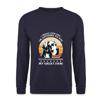 I Might Look Like I'm Listening Great Dane German - Unisex Sweatshirt - navy - Front - Alina (178cm) & Michal (187cm)