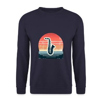 Saxophone Marching Band Saxophonist Musician Sax - Unisex Sweatshirt - navy - Front - Alina (178cm) & Michal (187cm)
