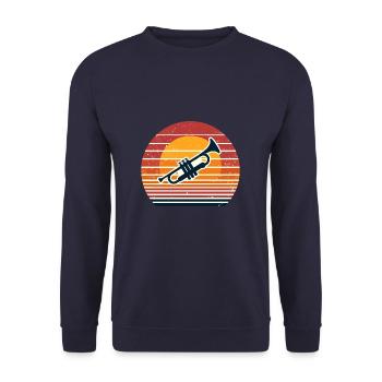 Trompetenmusik Marching Band Trompeter Jazz - Unisex Pullover - Navy - Vorne - Alina (178cm) & Michal (187cm)