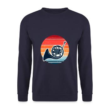 Cor français musique fanfare cuivres corniste - Sweat-shirt Unisexe - marine - Devant - Alina (178cm) & Michal (187cm)