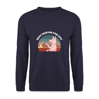 Rétro Cochon Amant Ami Cochons - Sweat-shirt Unisexe - marine - Devant - Alina (178cm) & Michal (187cm)