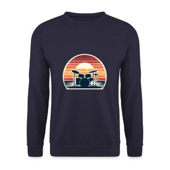 Retro Drumset Drum Drummer Drumming Drummers - Unisex Sweatshirt - navy - Front - Alina (178cm) & Michal (187cm)