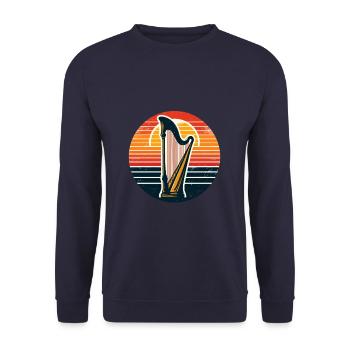 Retro Sunset Harp Instrument Music Harpist - Unisex Sweatshirt - navy - Front - Alina (178cm) & Michal (187cm)