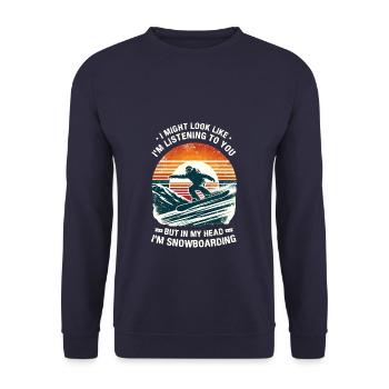 Retro Snowboarding Winter Snow Snowboard - Unisex Pullover - Navy - Vorne - Alina (178cm) & Michal (187cm)
