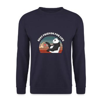 Retro Panda Bear Lover Friend Pandas - Unisex Sweatshirt - navy - Front - Alina (178cm) & Michal (187cm)