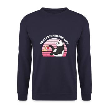 Panda Bear Lover Friend Pandas - Unisex Sweatshirt - navy - Front - Alina (178cm) & Michal (187cm)