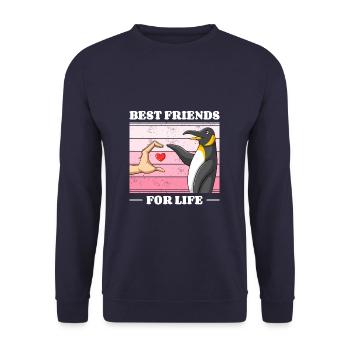 Pinguin Liebhaber Freund Pinguine - Unisex Pullover - Navy - Vorne - Alina (178cm) & Michal (187cm)