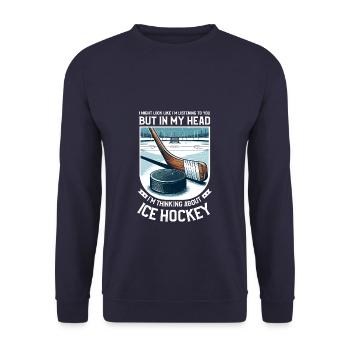 Ich könnte aussehen, als würde ich dir zuhören Eishockey - Unisex Pullover - Navy - Vorne - Alina (178cm) & Michal (187cm)