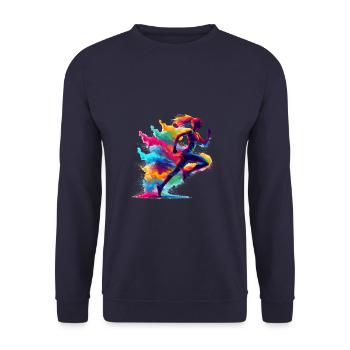 Splash Art Running Marathon Fitness Runner Run - Unisex Sweatshirt - navy - Front - Alina (178cm) & Michal (187cm)