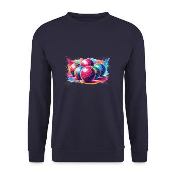 Joueur de pétanque coloré Boules Pentanque - Sweat-shirt Unisexe - marine - Devant - Alina (178cm) & Michal (187cm)