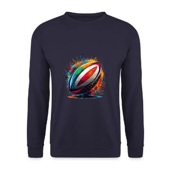 Splash Art Rugby Sports Joueur de football américain - Sweat-shirt Unisexe - marine - Devant - Alina (178cm) & Michal (187cm)