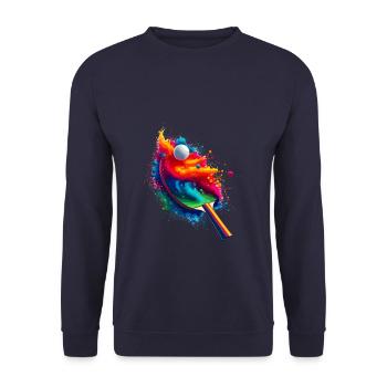 Splash Art Tischtennisspieler Tischtennisschläger - Unisex Pullover - Navy - Vorne - Alina (178cm) & Michal (187cm)