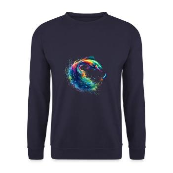 Colorful Fishing Angler Lake Fish Fisherman - Unisex Sweatshirt - navy - Front - Alina (178cm) & Michal (187cm)