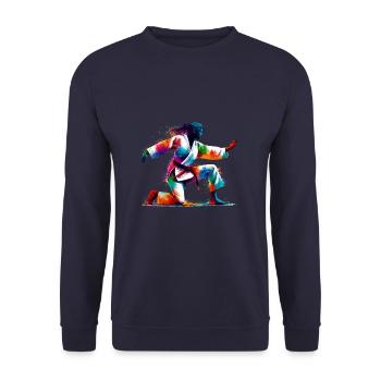Farbenfrohe Judo-Kampfkünstler-Kampfkünste - Unisex Pullover - Navy - Vorne - Alina (178cm) & Michal (187cm)
