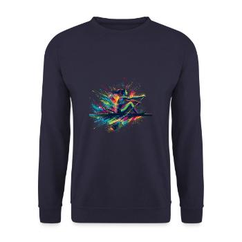 Splash Art Kanu Rudern Paddeln Paddler - Unisex Pullover - Navy - Vorne - Alina (178cm) & Michal (187cm)