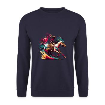 Reiten Reiten Reiten Reitpferde - Unisex Pullover - Navy - Vorne - Alina (178cm) & Michal (187cm)