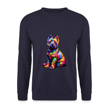 Colorful Pop Art Cairn Terrier Terriers - Unisex Sweatshirt - navy - Front - Alina (178cm) & Michal (187cm)