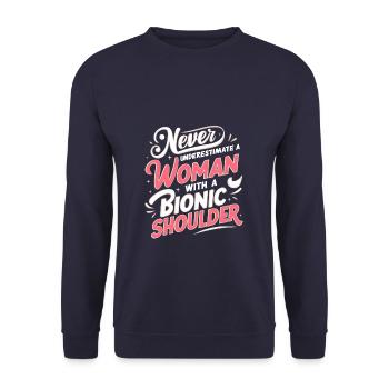 Bionic Shoulder Replacement Chirurgie Gelenk für Frauen - Unisex Pullover - Navy - Vorne - Alina (178cm) & Michal (187cm)